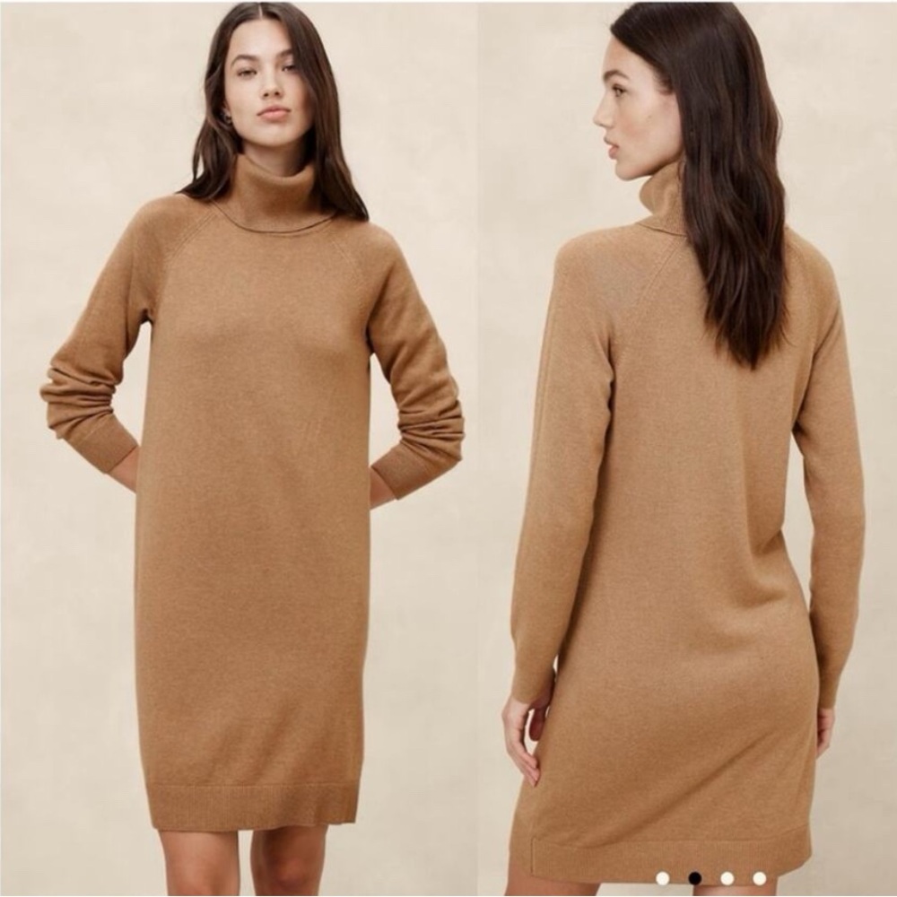 Banana Republic Tan Long Sleeve Sweater Dress